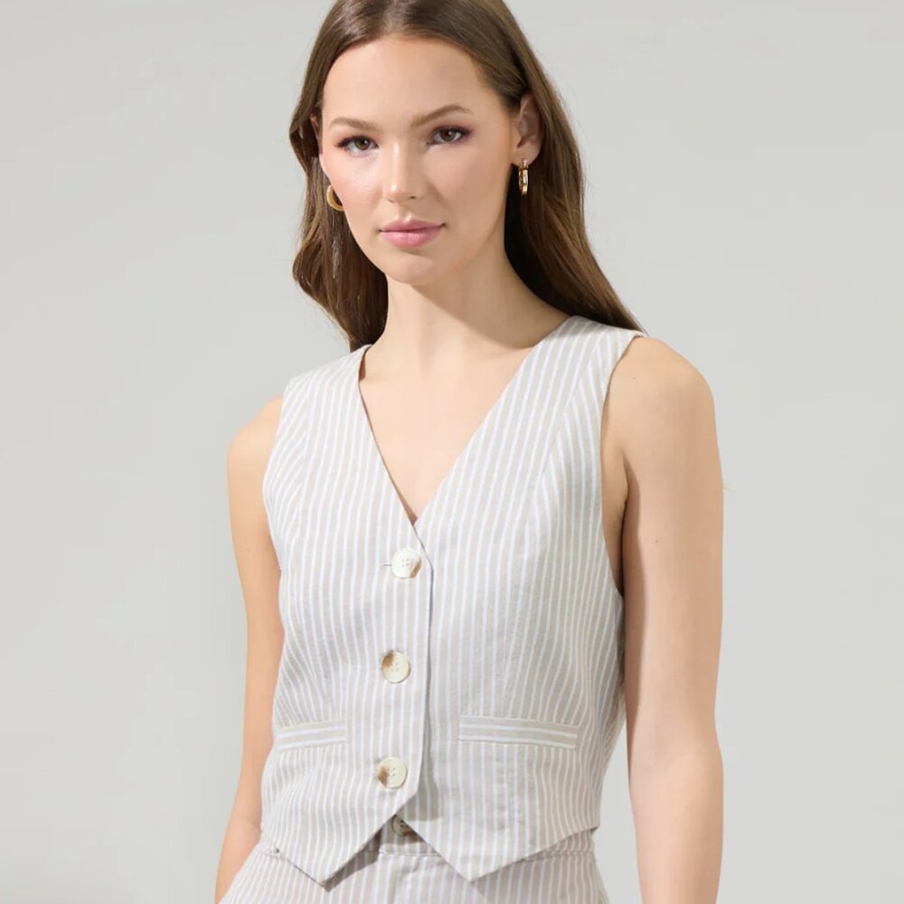 Women's Nuetral Striped Vest